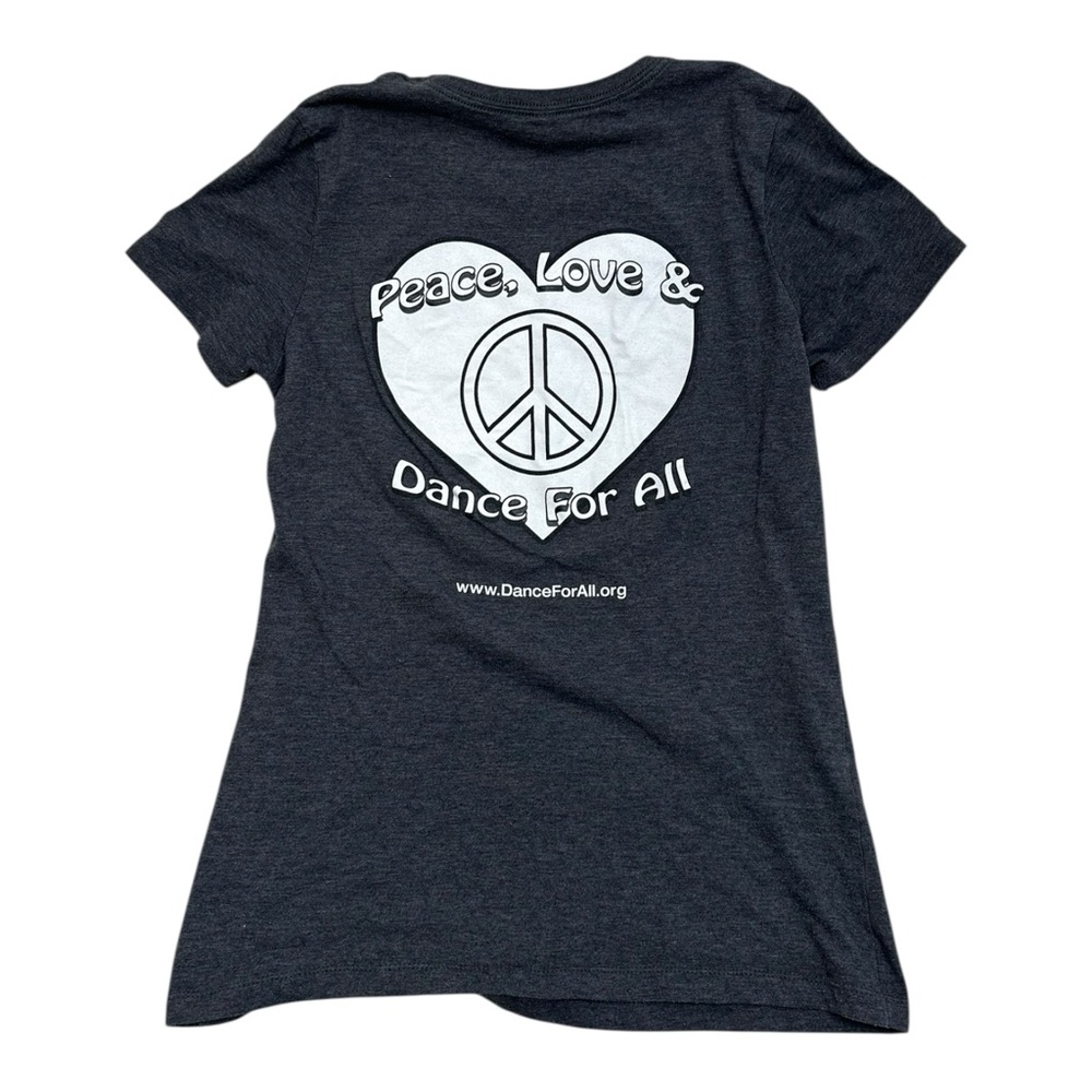 Bella Canvas Dark Grey Peace Love & Dance Womens Cut T-Shirt - Size Large - Picture 5 of 5